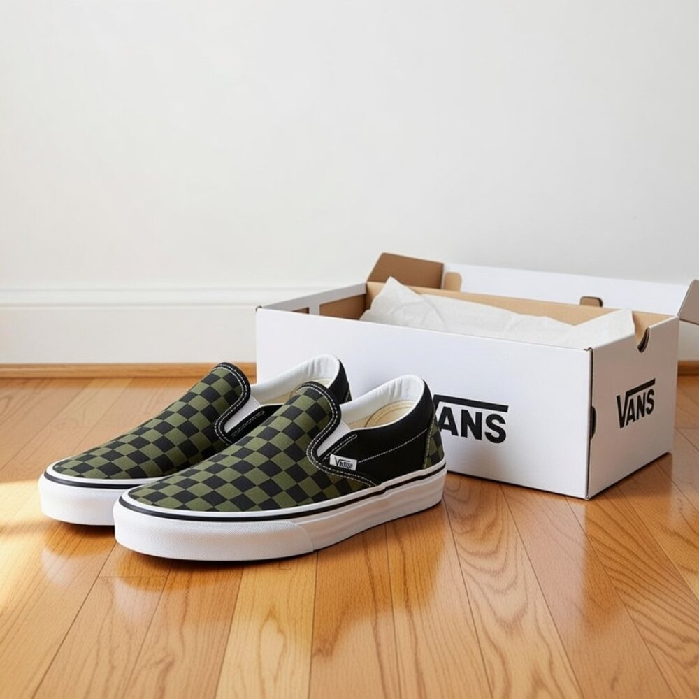 Vans Classic Slip-On Checkerboard Women's Size 7 Green